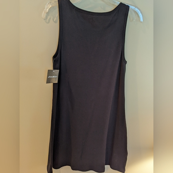 NWT Eddie Bauer 100% Cotton, Notched Neck Tunic Tank, Black, Sz S - Picture 5 of 5